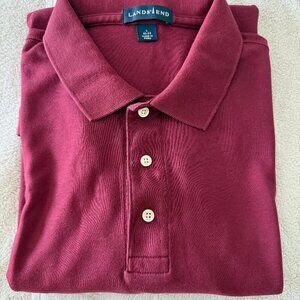 Land's End Men's Large Maroon Long Sleeve Pima Cotton Polo NWOT